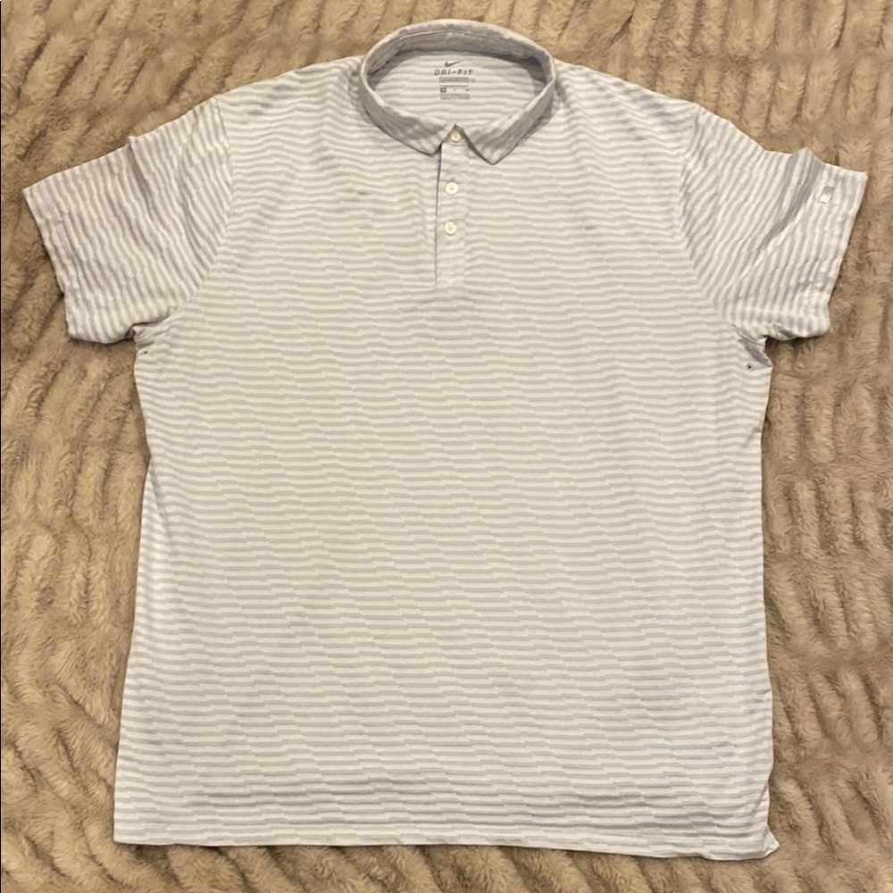 Men’s Nike Dri-FIT Striped Golf Polo Shirt, Gray/White
